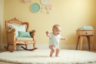 Décor doux et chaleureux pour séance photo de bébé