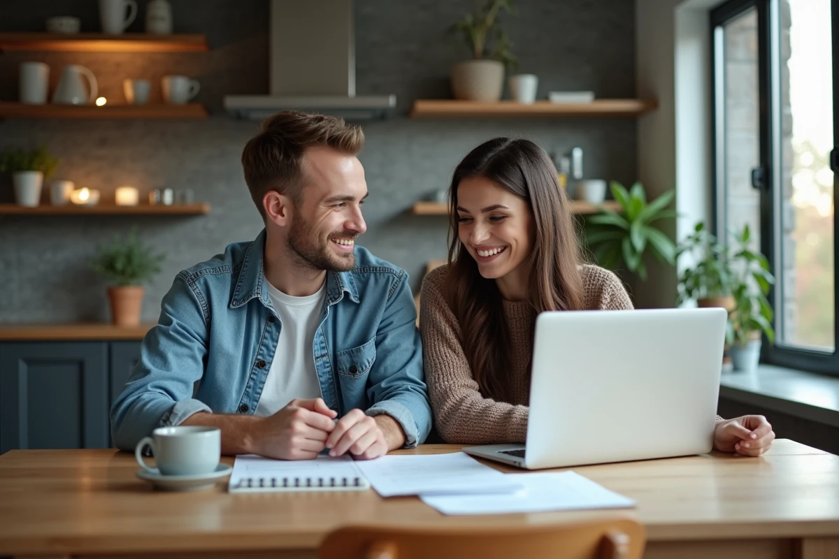 Couple en discussion sérieuse à la cuisine moderne