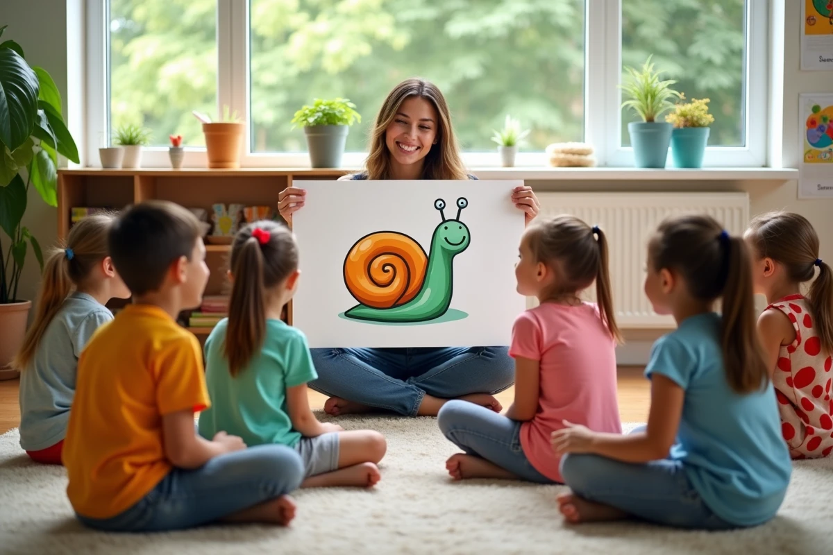 Groupe d enfants assis en cercle avec l enseignant