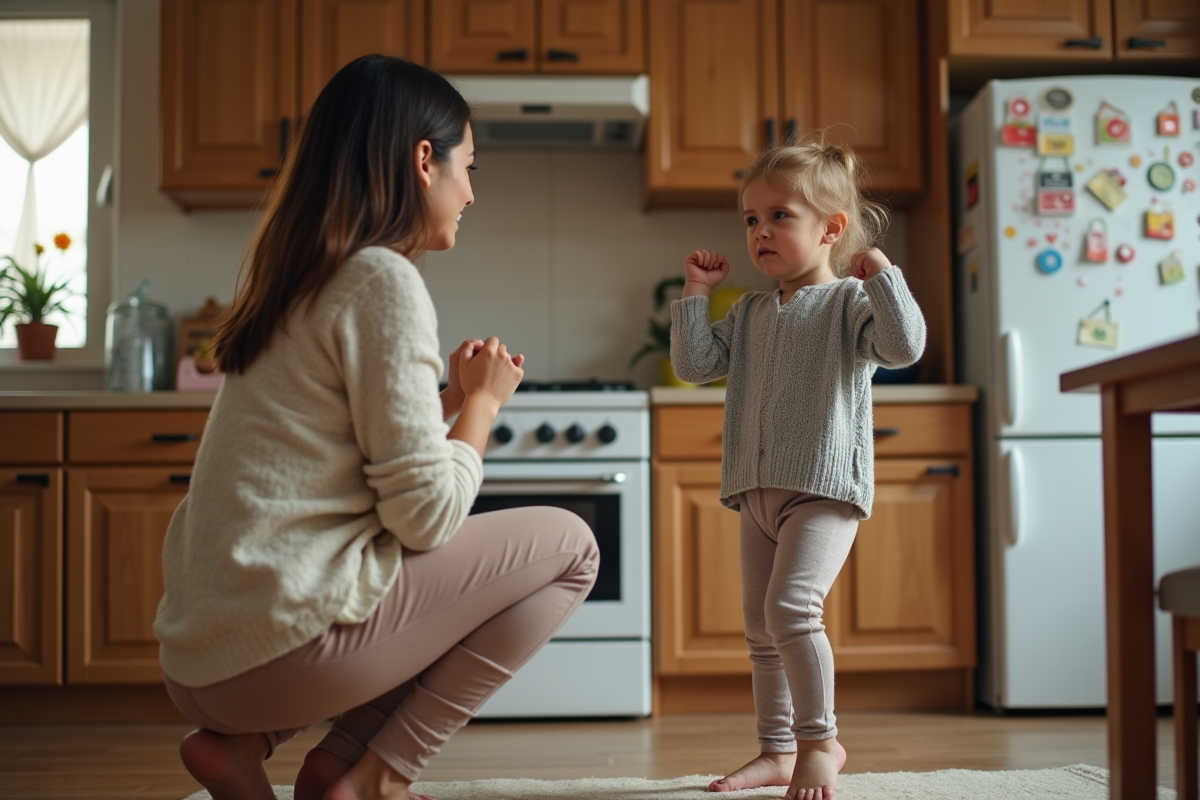 Maman et fille en crise dans la cuisine familiale
