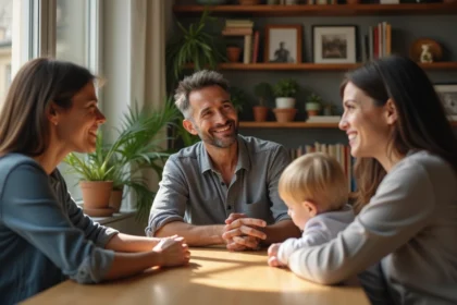 Manuel Bompard avec famille dans un appartement parisien